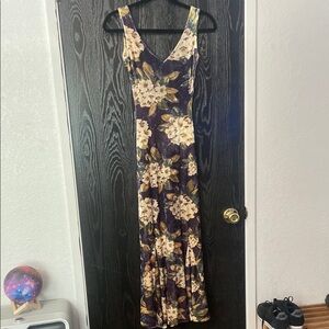 Vintage Betsy Johnson Black Label Velvet Floral Maxi Dress Size Small Rare